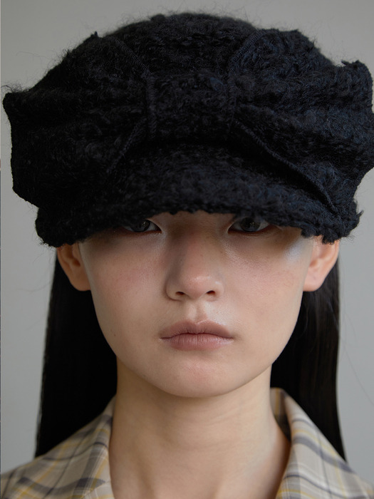 BELLBOY CAP_RIBBON_WOOL BLACK