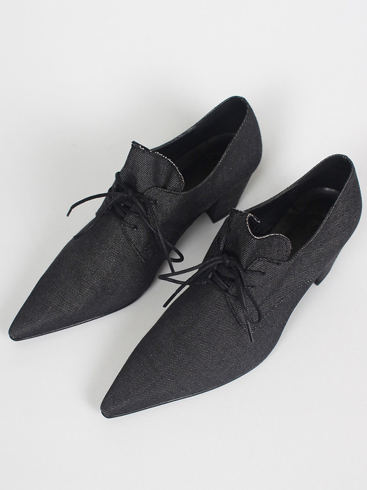 [VT x Fq] Point toe wrinkle loafers_dark blue
