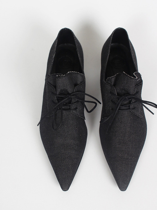 [VT x Fq] Point toe wrinkle loafers_dark blue