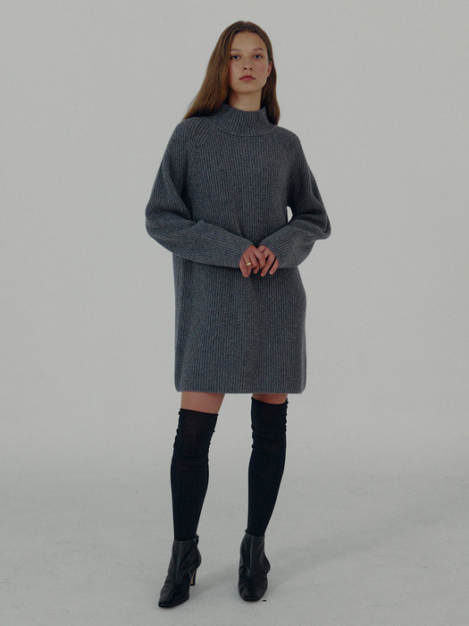 Turtleneck Wool Knit Mini Dress NEK3WOA45