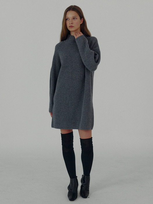 Turtleneck Wool Knit Mini Dress NEK3WOA45