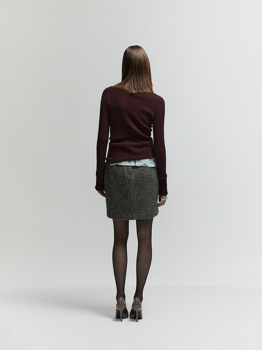 WHOLE GARMENT WOOL LONG SLEEVE PULLOVER_WINE