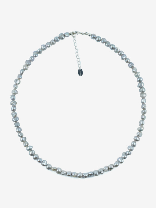 [silver925] fresh water gray necklace