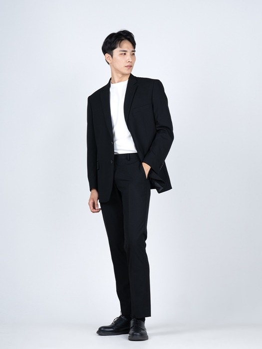 [ M~5XL ] TAPERED SLACKS BLACK