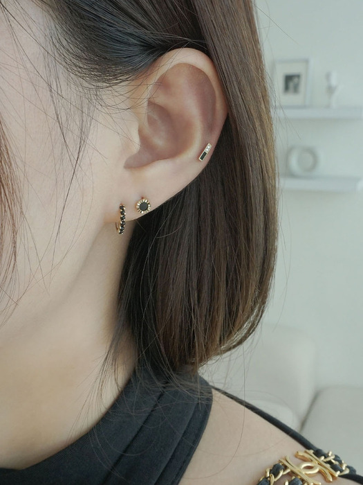 14k black half cubic bar piercing