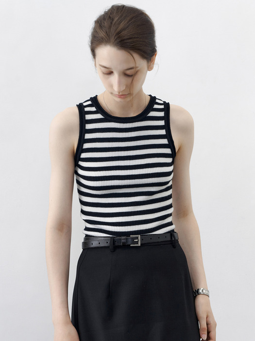 TG_Basic striped sleeveless top