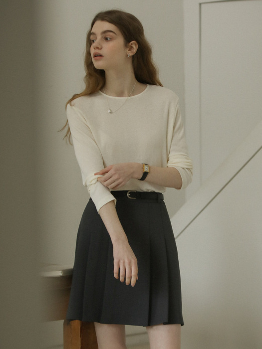 Modal basic slim t-shirt_Ivory