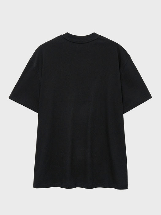 리브드 모크넥 하프 티셔츠 (블랙)