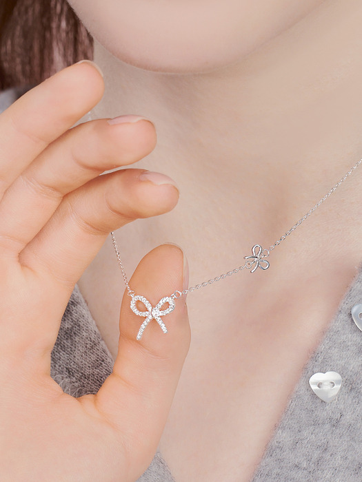 [단독] alicia double ribbon necklace