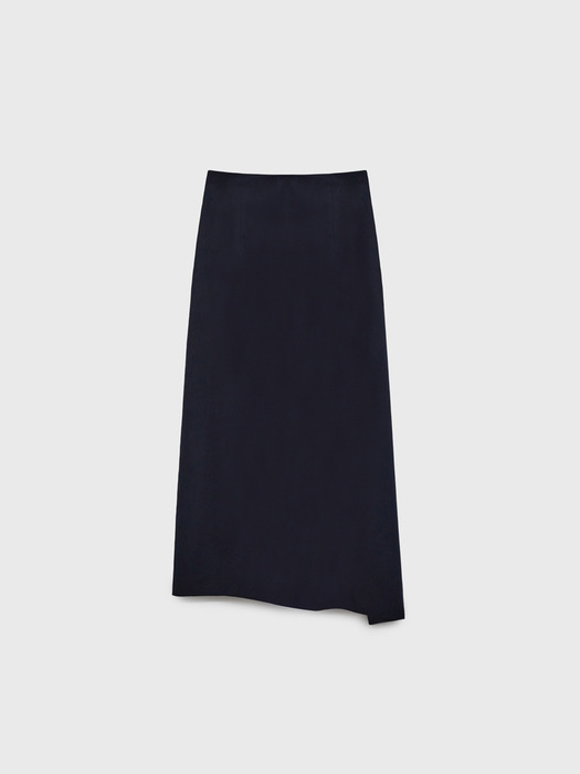 Wrap String Wool Silk Skirt - Navy