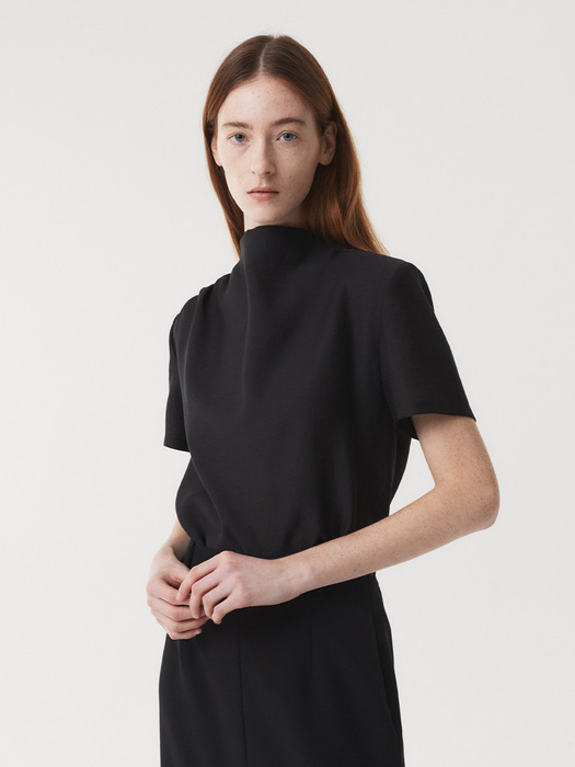 COWL NECK BLOUSE (BLACK)