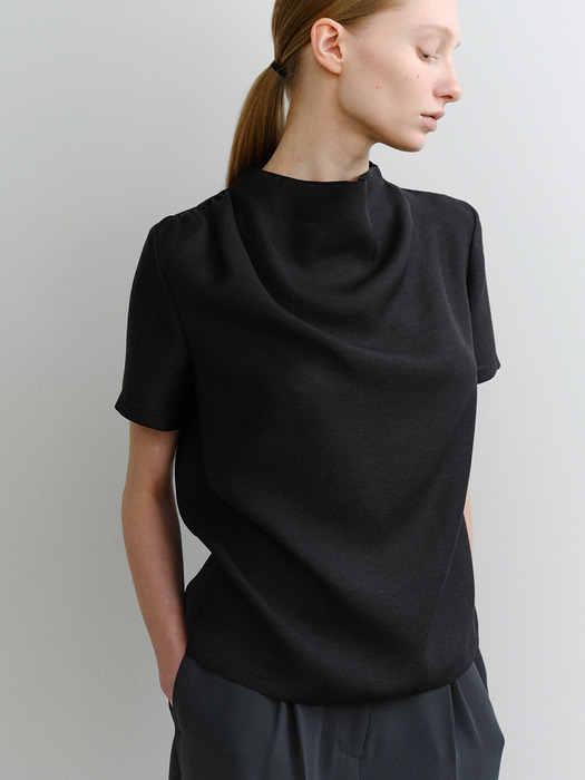 COWL NECK BLOUSE (BLACK)