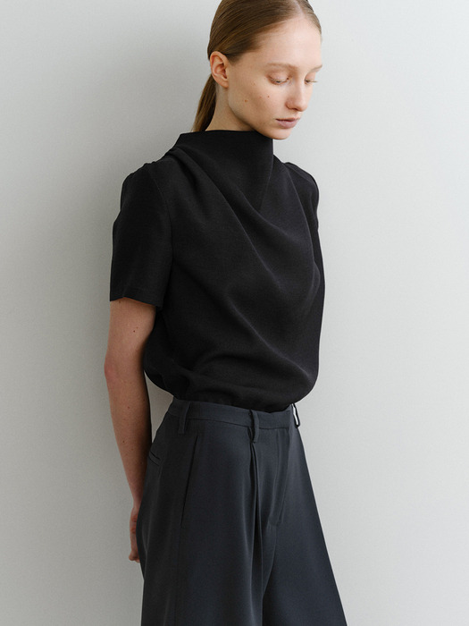 COWL NECK BLOUSE (BLACK)