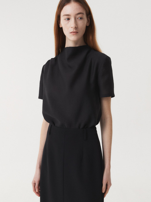 COWL NECK BLOUSE (BLACK)