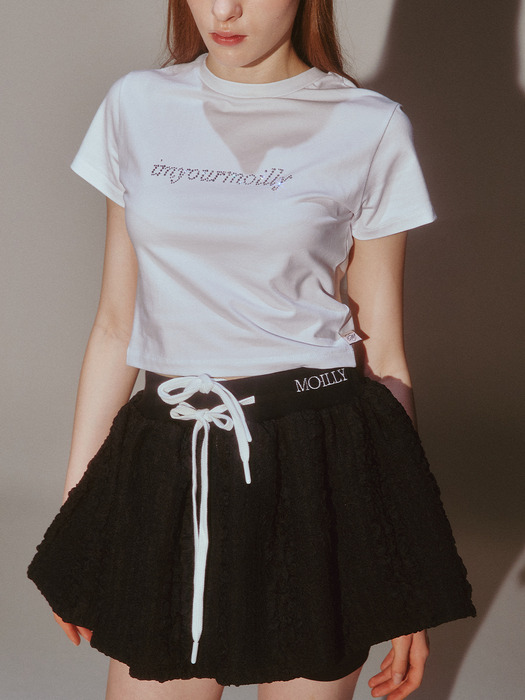 Frill Mini Shirring Skirt Black