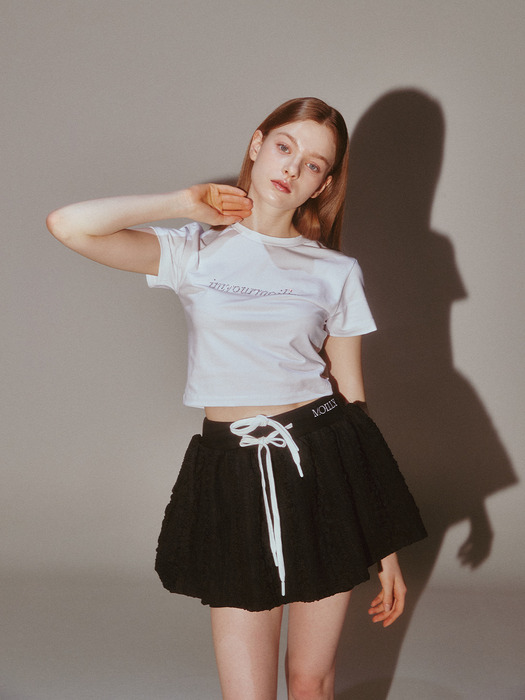 Frill Mini Shirring Skirt Black