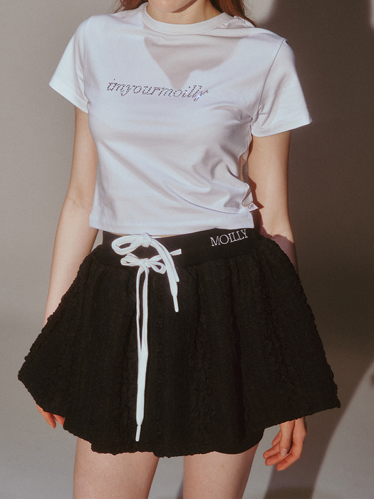 Frill Mini Shirring Skirt Black