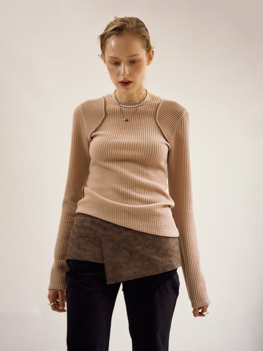 LINE LONG SLEEVE TOP (BEIGE)