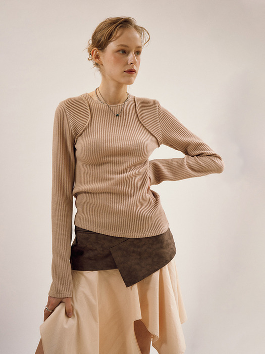 LINE LONG SLEEVE TOP (BEIGE)