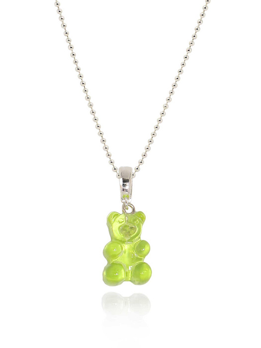[In507]Green Bear Silver Necklace