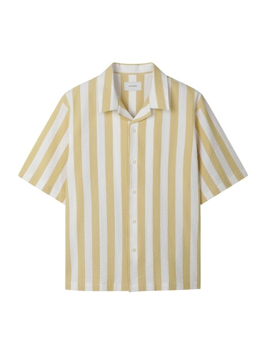 semi-over bold stripe seersucker half shirt_CWSAM24311MUX