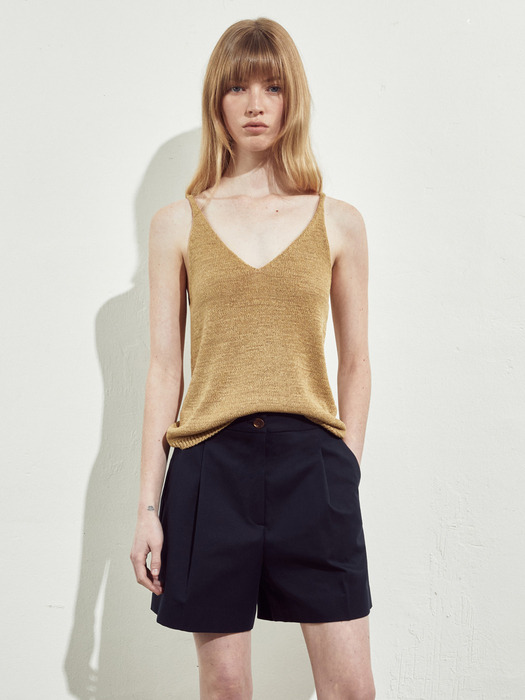 V-NECK KNIT SLEEVELESS_CAMEL