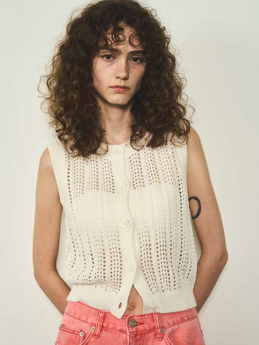 Crochet Knit Vest_CTK217(Ivory)