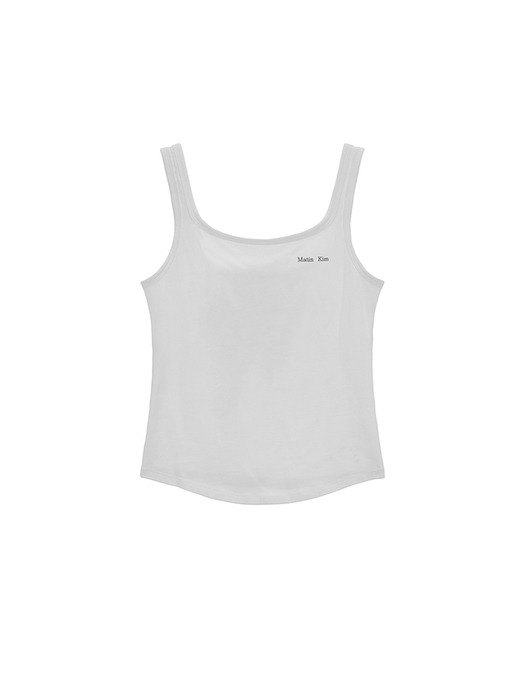 SQUARE NECK SLEEVELESS LOGO TOP IN WHITE