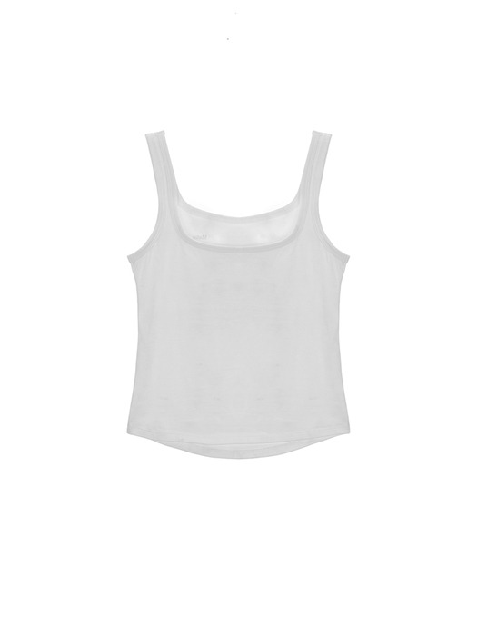 SQUARE NECK SLEEVELESS LOGO TOP IN WHITE