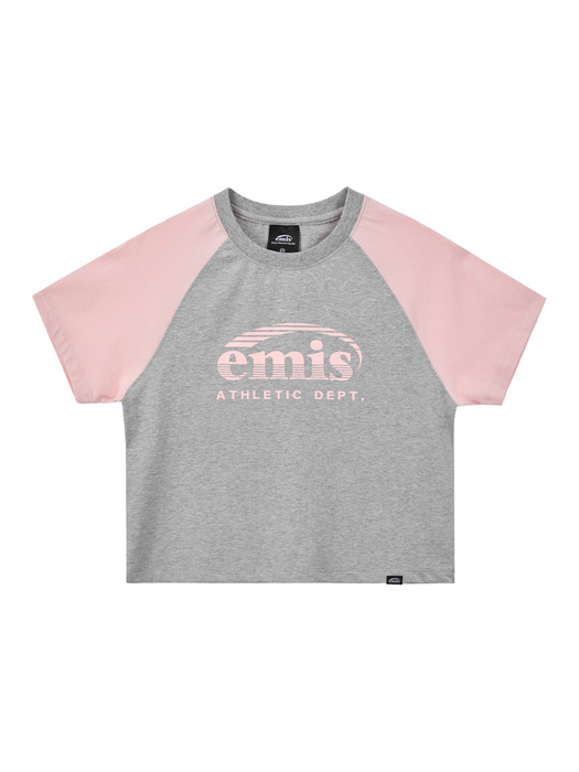 RAGLAN BABY T-SHIRT-GRAY/PINK