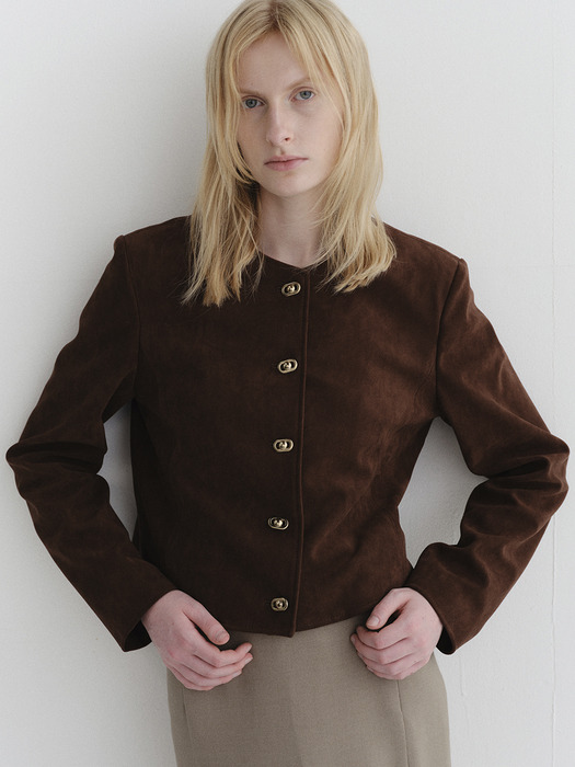 suede tweed jacket_brown