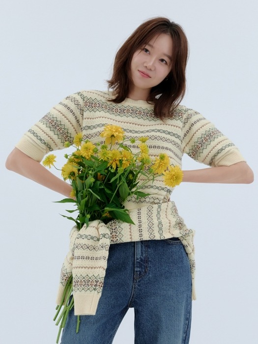 multi jacquard knit - yellow