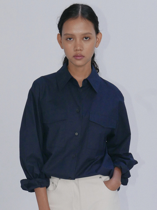 TWO POCKET BASIC SHIRTS - NAVY