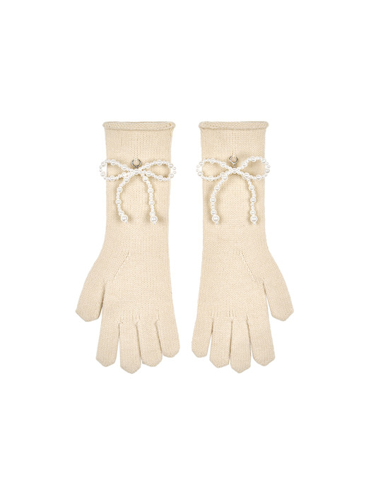 [단독] Two Way Pearl Ribbon Gloves (3color)