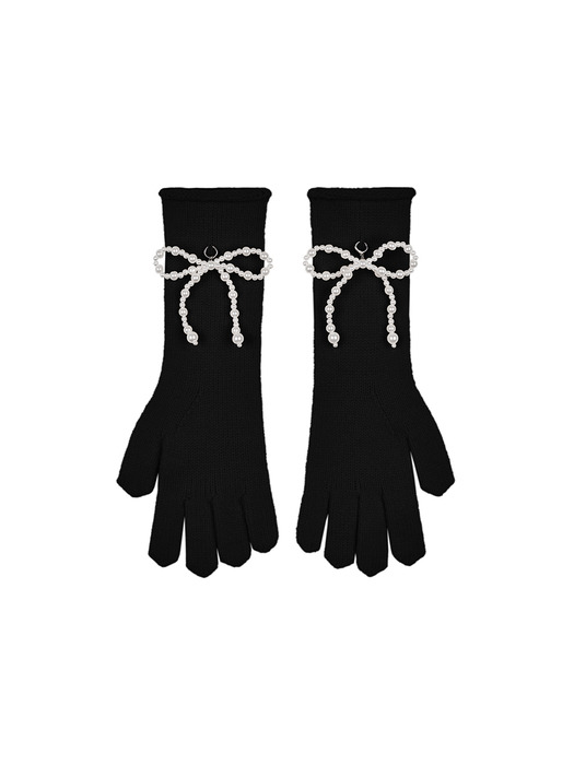 [단독] Two Way Pearl Ribbon Gloves (3color)