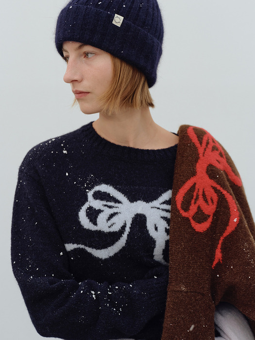 RIBBON JACQUARD KNIT - DARK NAVY