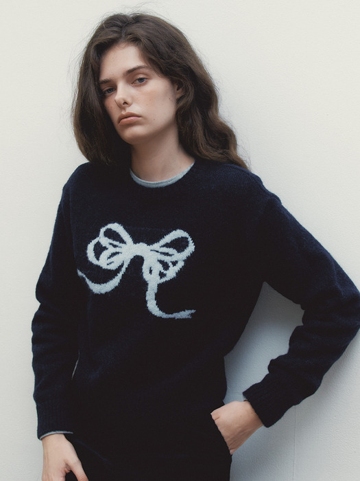 RIBBON JACQUARD KNIT - DARK NAVY