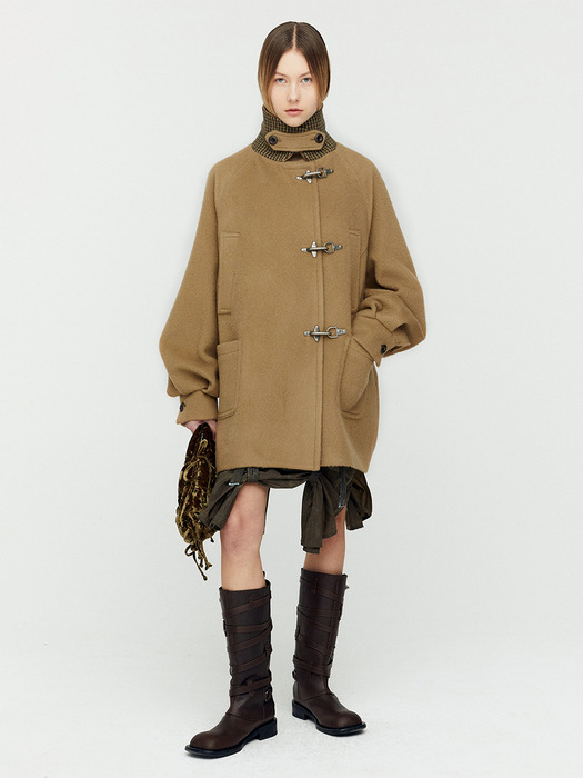 OVERSIZED PEA COAT awa659w(CAMEL)