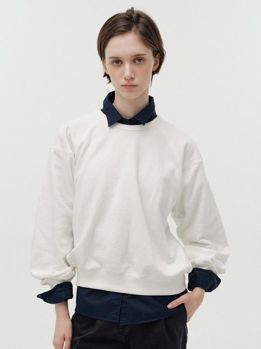 Cotton crewneck sweatshirt (White)