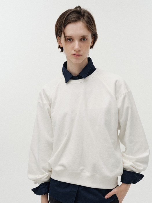 Cotton crewneck sweatshirt (White)