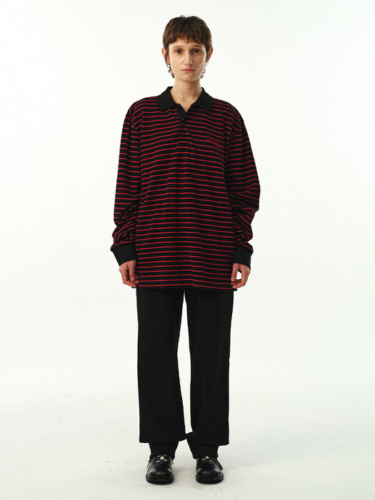 01 M.C UNISEX, Stripe PK Shirt / Cherry Coke