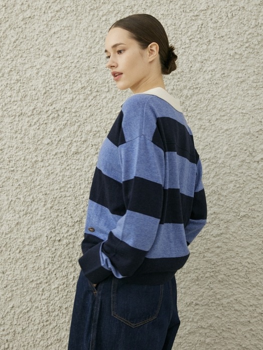 LORRAINE POLO KNIT PULLOVER_ NAVY