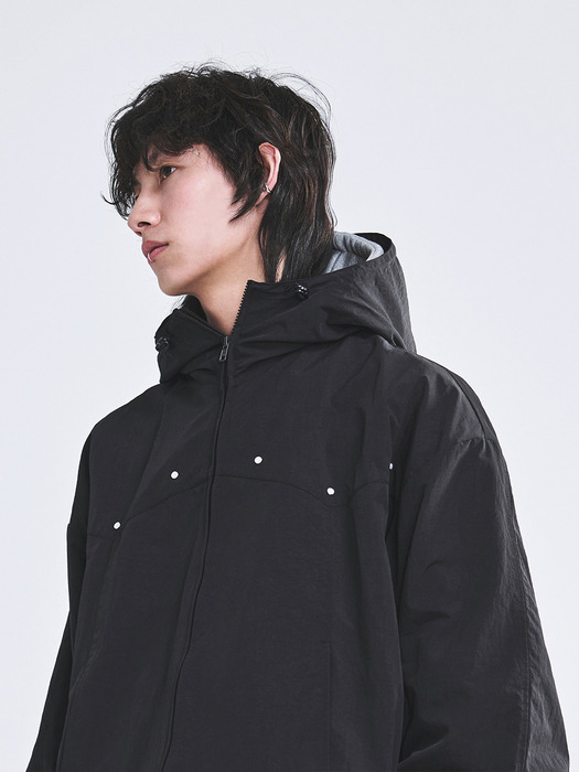 ラメルマメゾン正規品★24AW★ADD PEARL HOOD JUMPER 라멀마메종]ADD PEARL HOOD JUMPER BLACK
