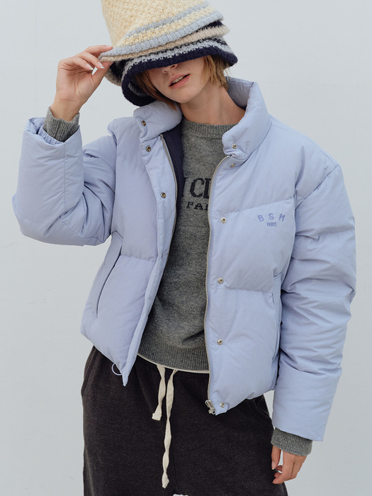 CROPPED PUFFER DUCK DOWN JACKET - LAVENDER BLUE