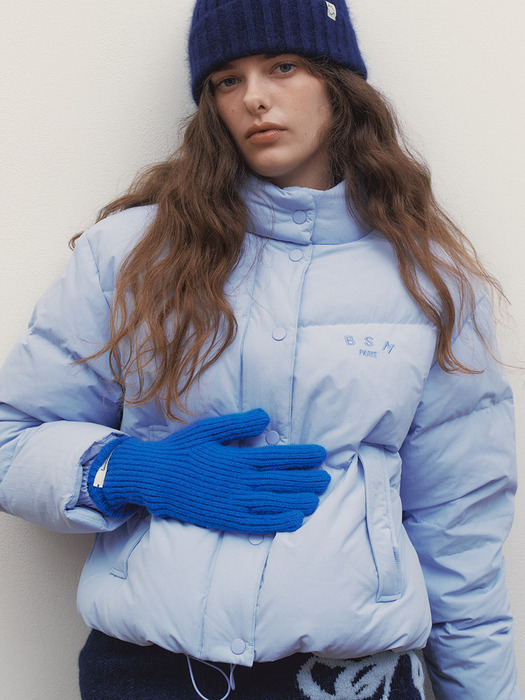 CROPPED PUFFER DUCK DOWN JACKET - LAVENDER BLUE