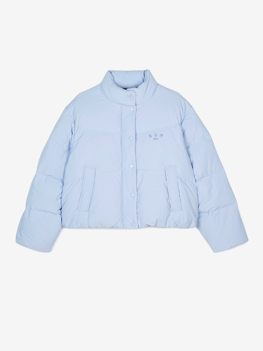 CROPPED PUFFER DUCK DOWN JACKET - LAVENDER BLUE