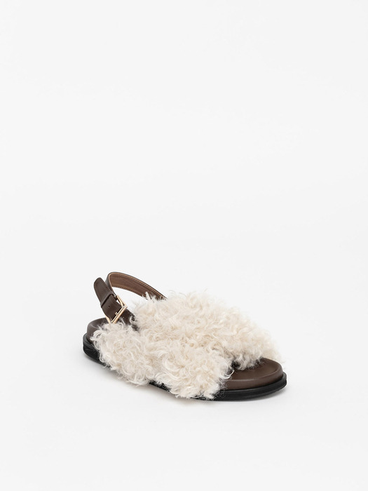 Raphaelle Shearling Sandals in IVORY FUR