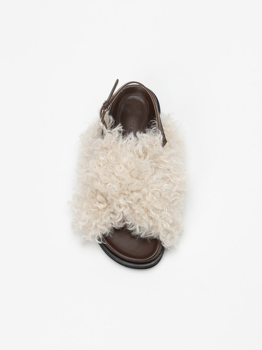 Raphaelle Shearling Sandals in IVORY FUR