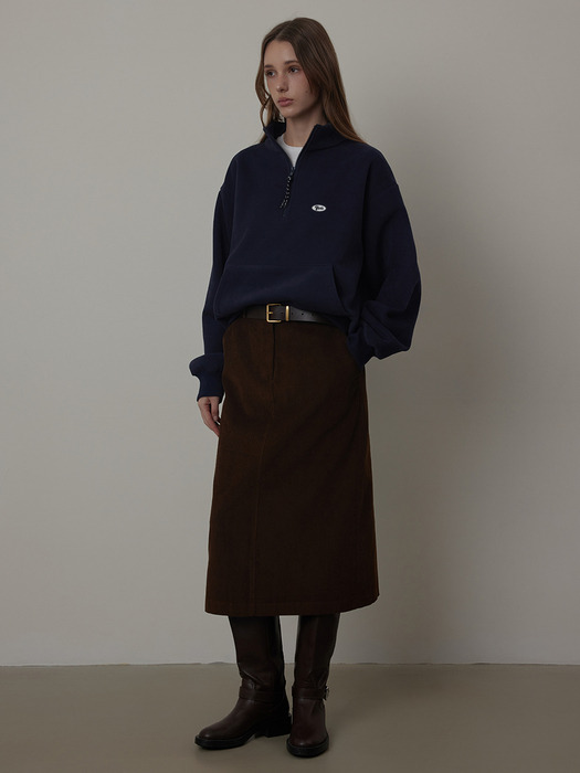 Corduroy Basic Classic Midi Skirt