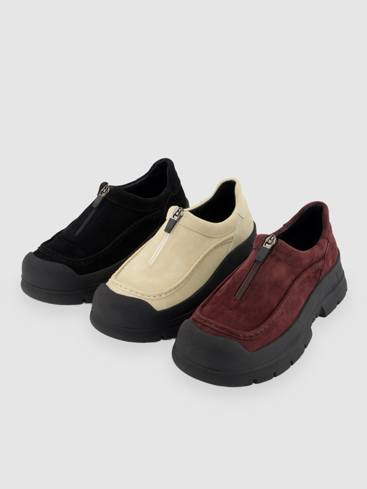 Suede zip-up sneakers